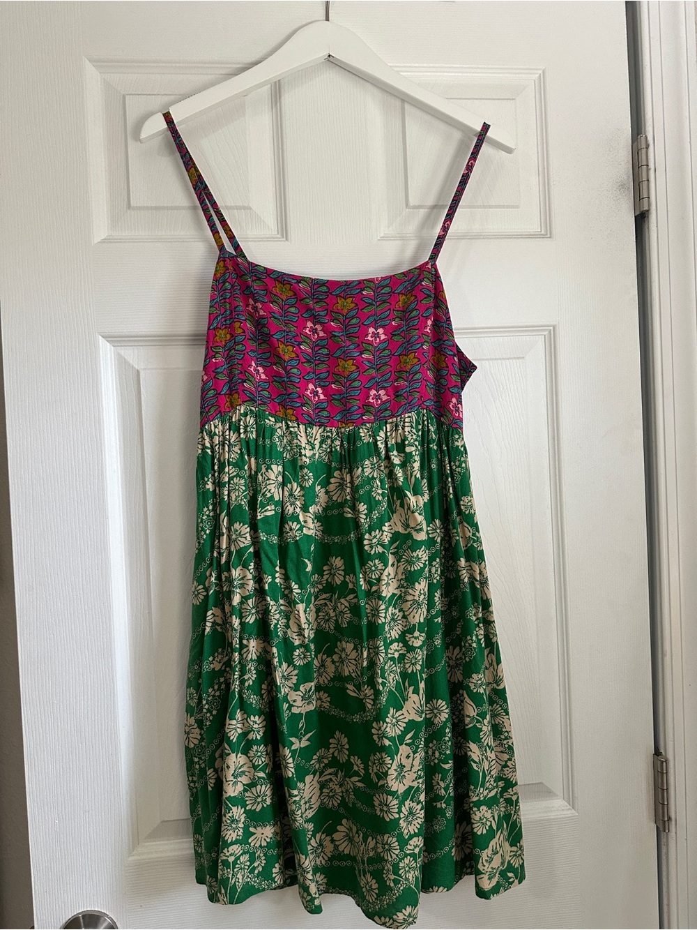 NATURAL LIFE Pink and Green Blocked Floral Mini Dress